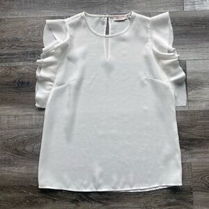 Studio Flowy Cream Ruffle Sleeve Blouse